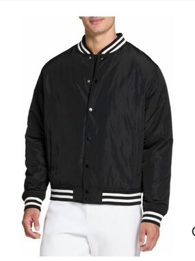 DSG Black Bomber Jacket with White Stripe Trim